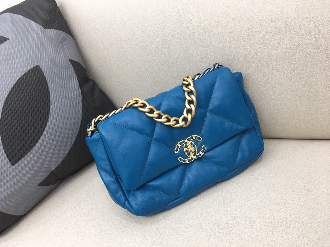 Lambskin 19 Handbag Flap Bag AS1160 Ocean Blue